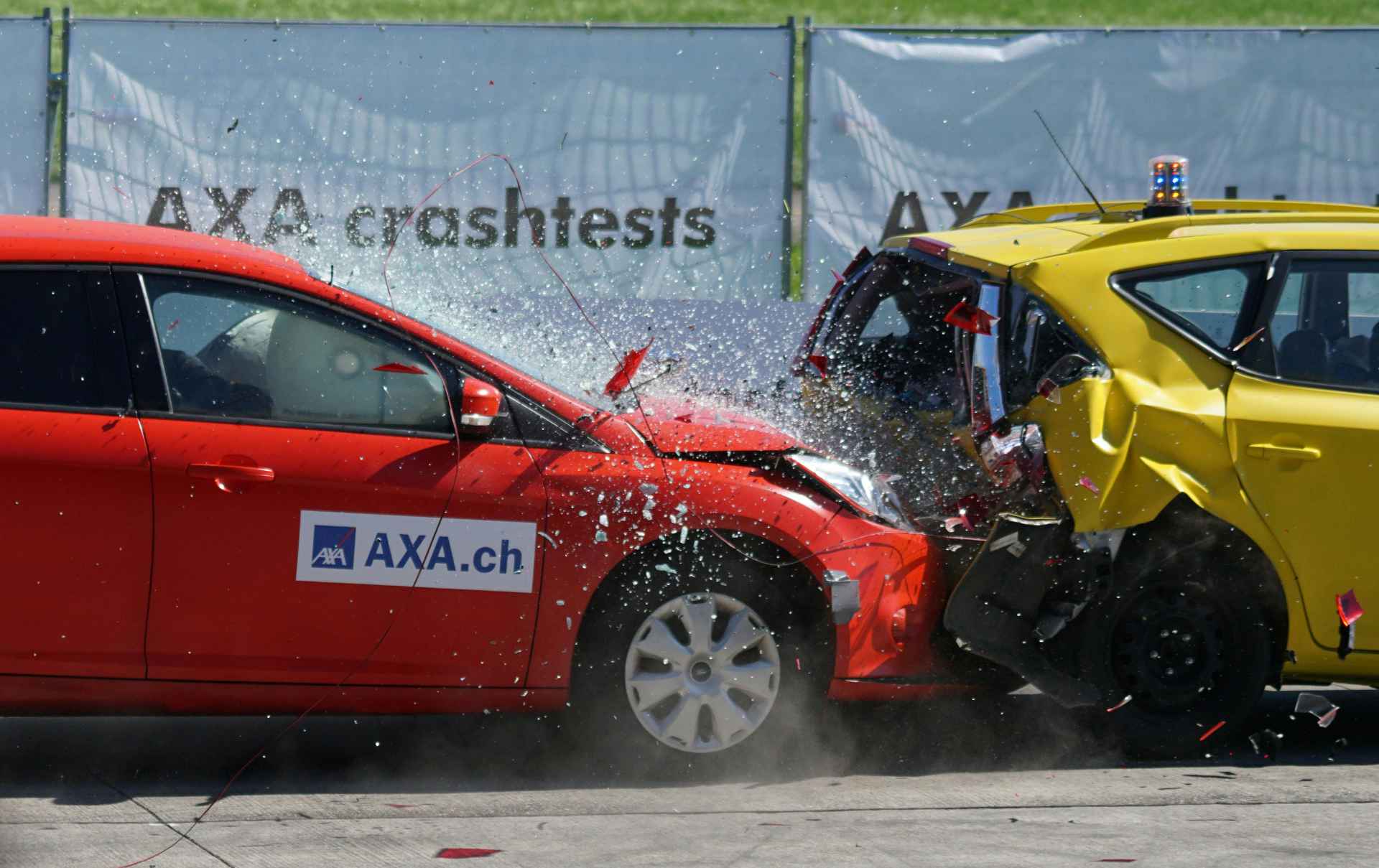 Two cars in test accident